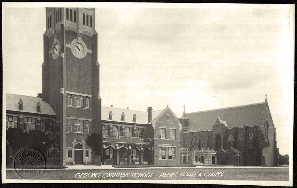 Geelong. Grammar School, Perry House and Chapel, circa 1940