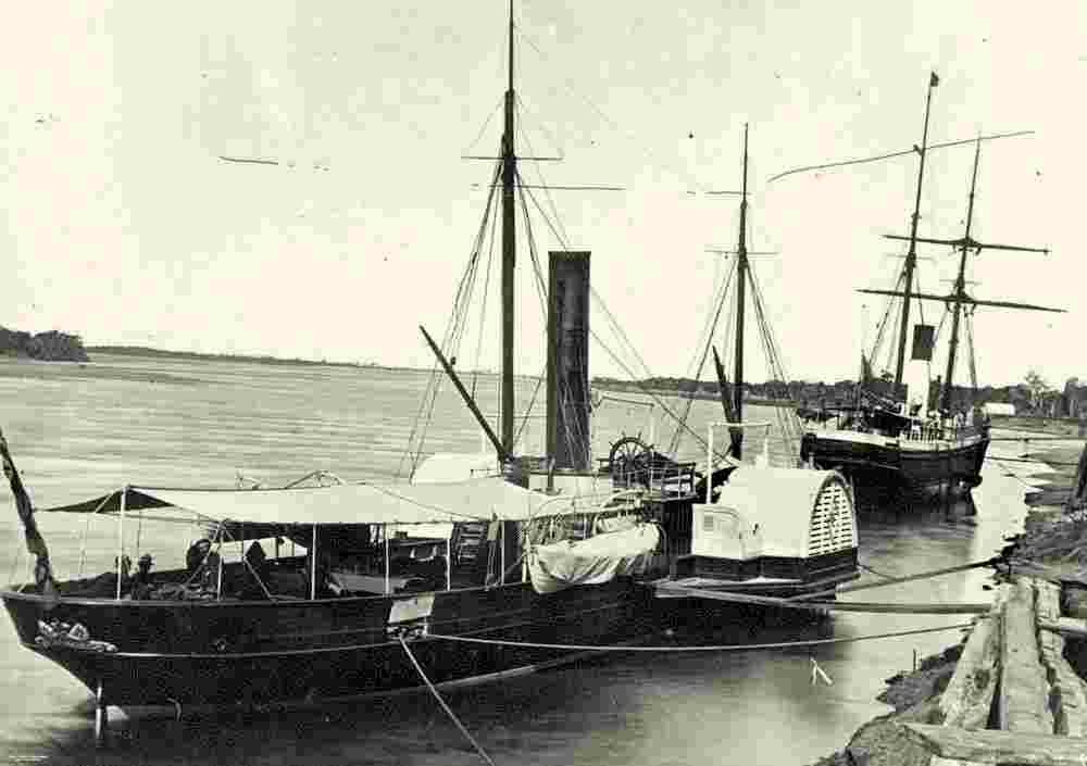 Gladstone. Steamer 'Kate' and two-masted steamer 'Black Swan', circa 1870
