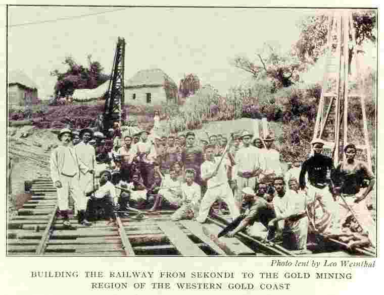 Gold Coast. Building the railway of the Western Gold Coast, 1910