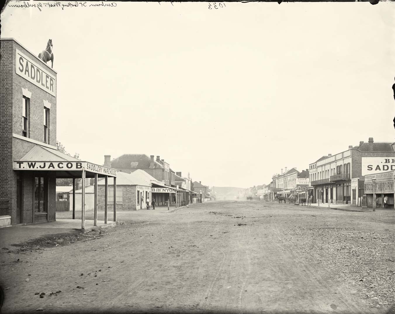 Goulburn. Auburn Street, from T.W. Jacob's saddlery, 1872