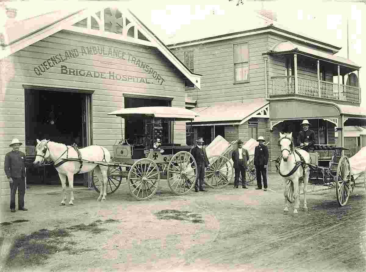 Ipswich. Brigade Hospital, Transport depot Ambulance, early 1900's