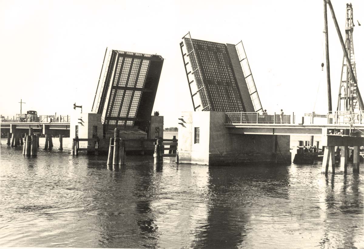 Lake Macquarie. Swansea - Opening span of bridge, June 1956