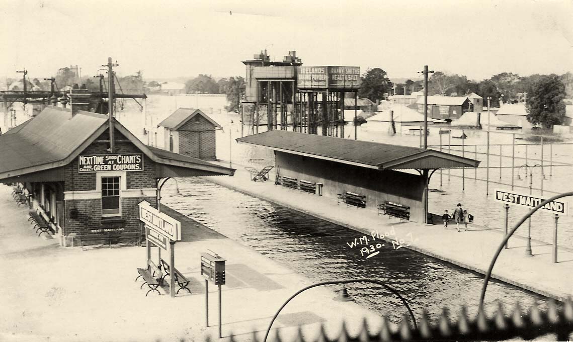 Maitland. West Maitland station, flood in 1930