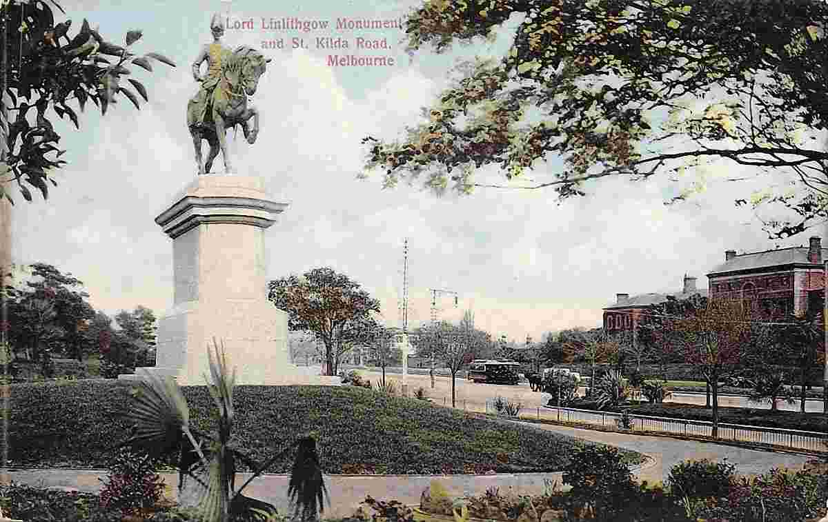 Melbourne. Lord Linlithgow Monument and St Kilda Road