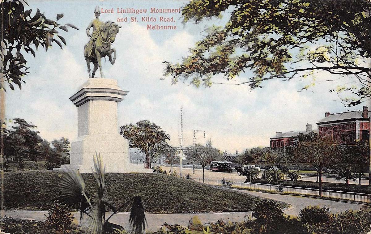 Melbourne. Lord Linlithgow Monument and St Kilda Road