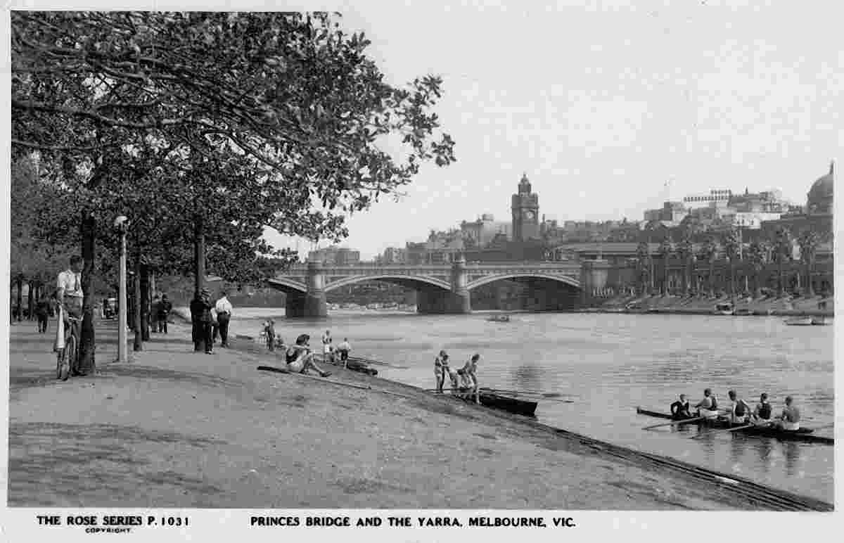 Melbourne. Princes Bridge and the Yarra, 1951