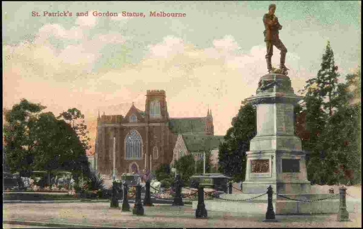 Melbourne. St Patrick's and Gordon Statue