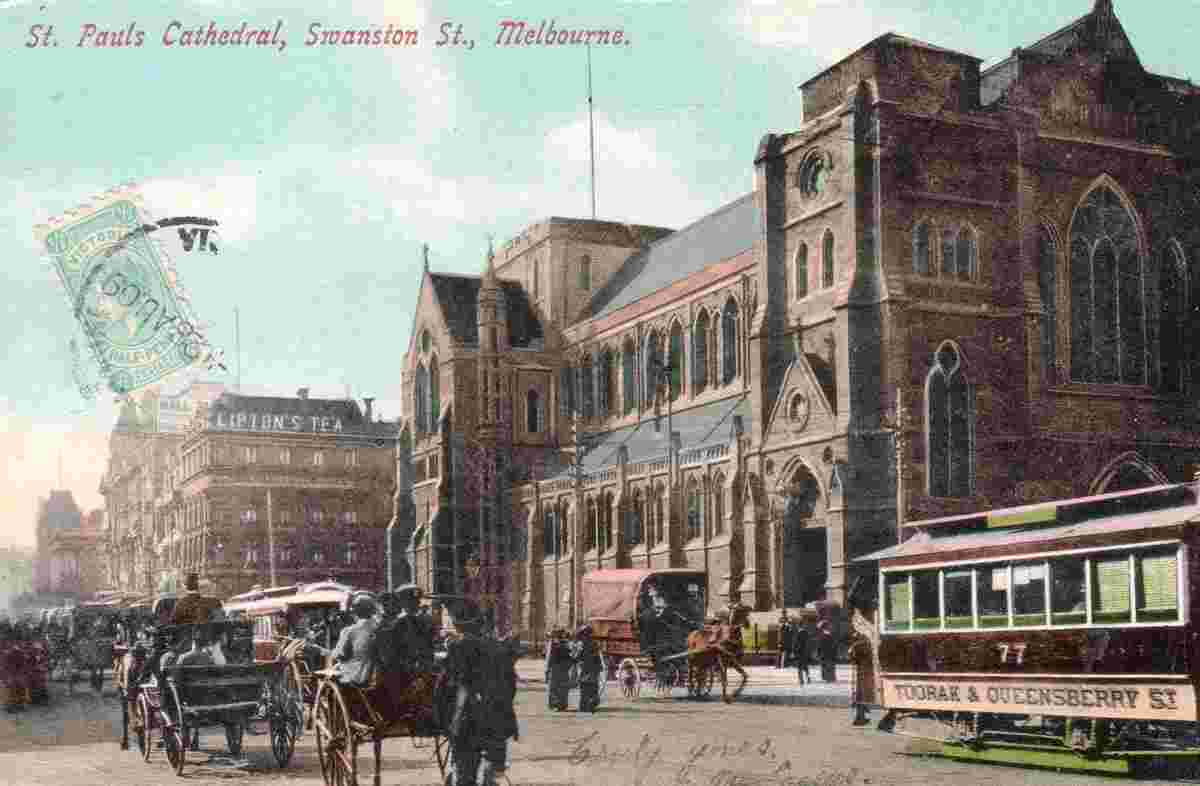 Melbourne. St Paul's Cathedral, Swanston Street, 1909