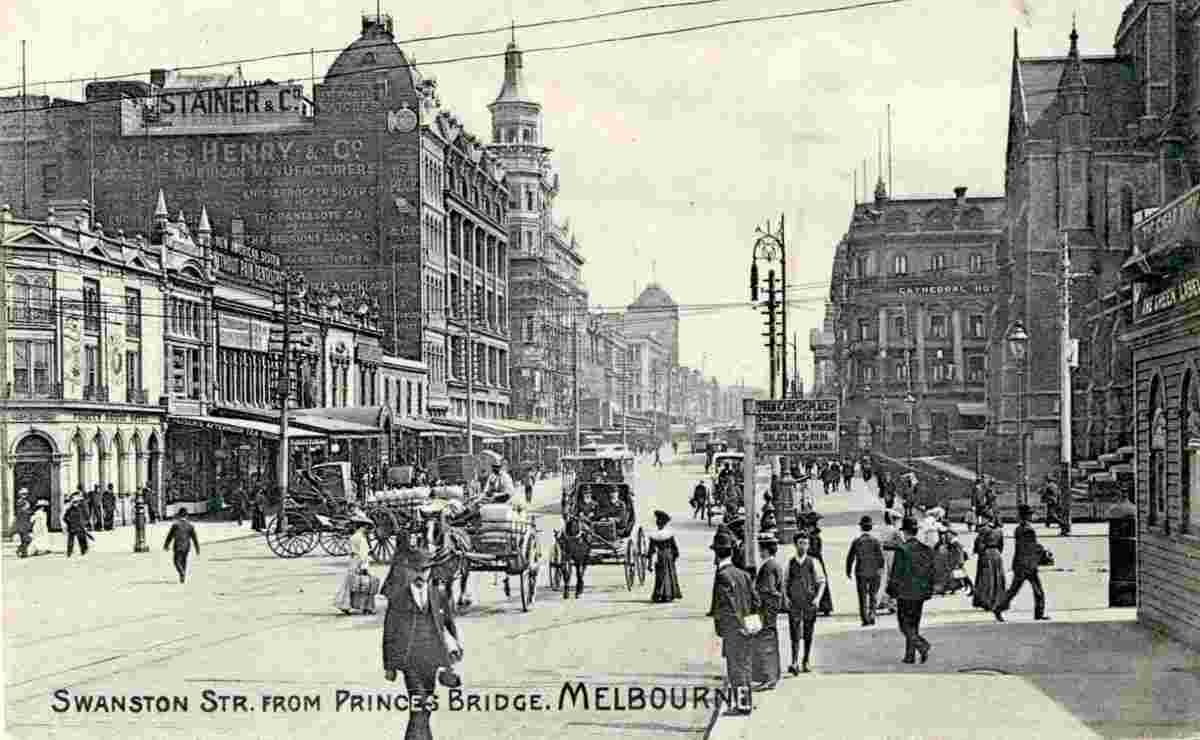 Melbourne. Swanston Street from Princes Bridge