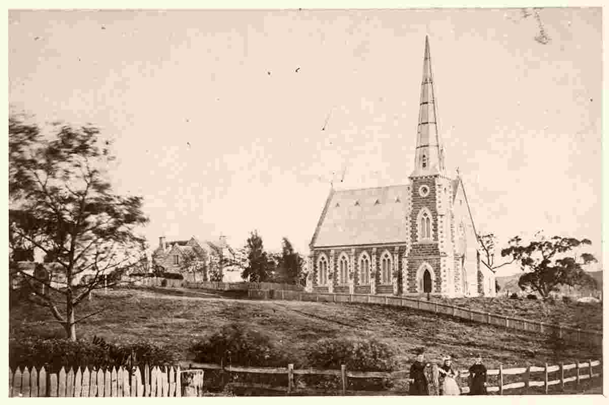 Mount Gambier. St Andrews Presbyterian Church and Manse, 1875