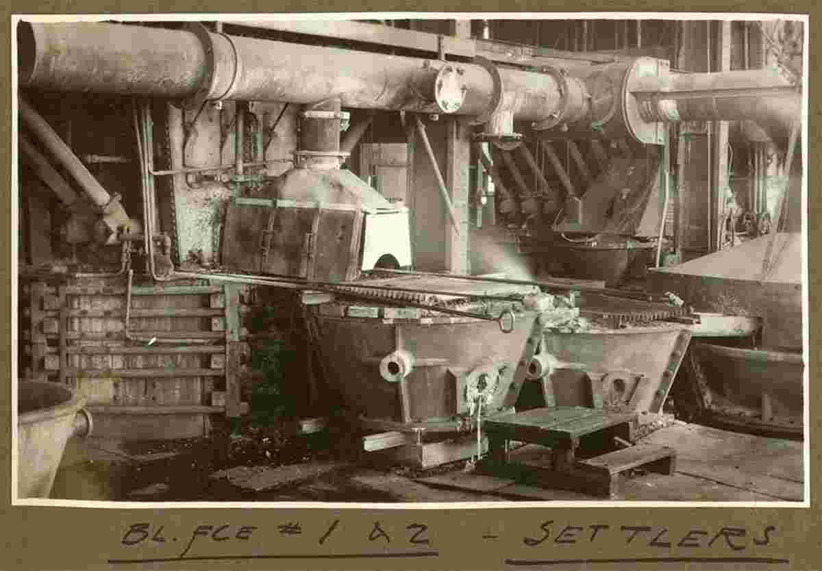 Mount Isa. Blast furnaces 1-2, interior view of smelter, 1932