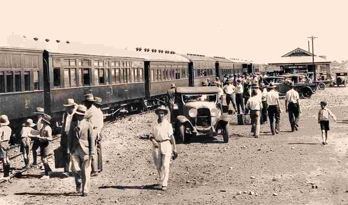 Mount Isa. Down at the station on Sunday afternoon, 1931