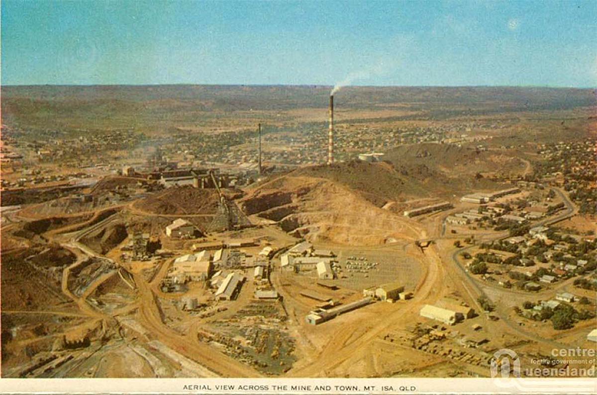 Mount Isa. Panorama of the mine and town, circa 1960s