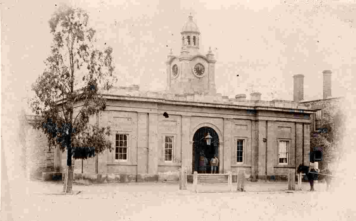 Murray Bridge. Post Office with Clock Tower on King William Street, 1865