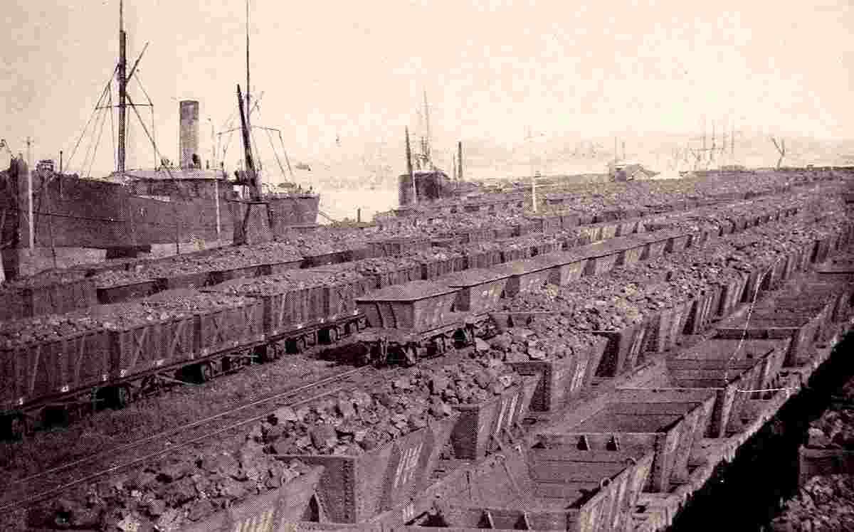 Newcastle. Coal shipment at harbour