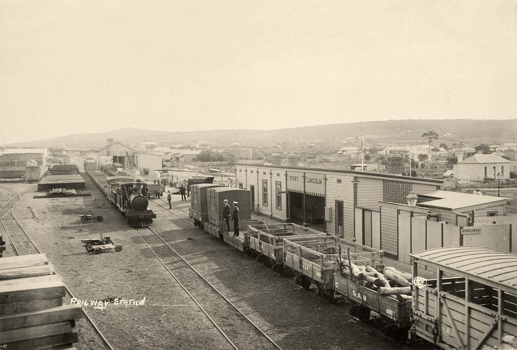 Port Lincoln. View of the railway yards and station, 1911