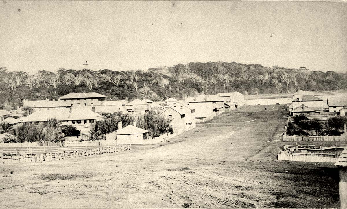 Port Macquarie. View looking down Clarence Street, circa 1870