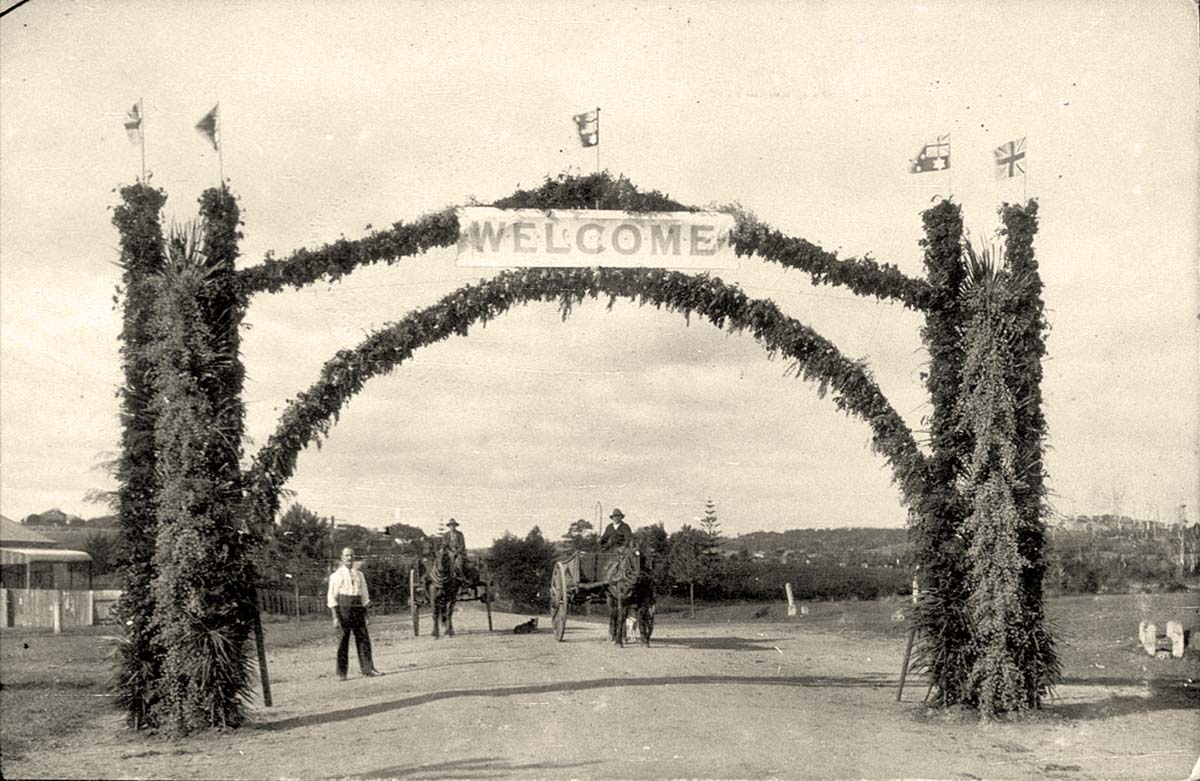 Port Macquarie. Welcome arch for visit of Governor Harry Rawson