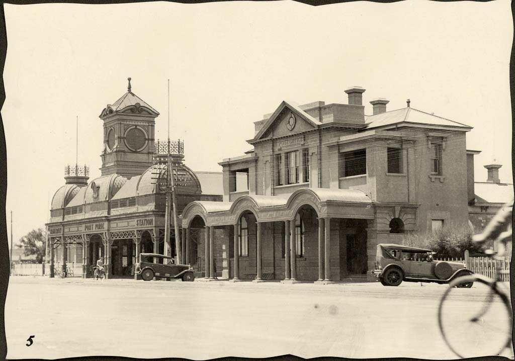Port Pirie. Railway Station (built in 1902) and Post Office, 1932