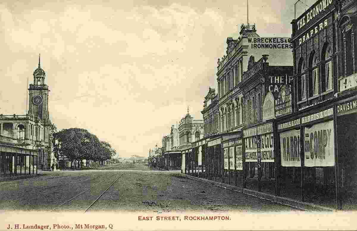 Rockhampton. Business centre, church, 1914