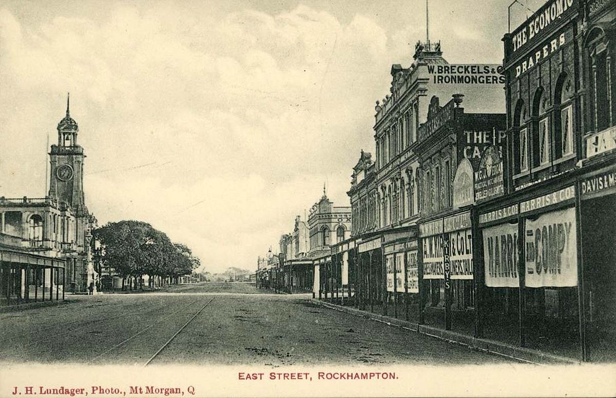 Rockhampton. Business centre, church, 1914