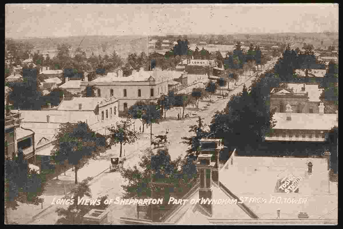 Shepparton. Panorama of Wyndham Street from Post Office tower, 1910