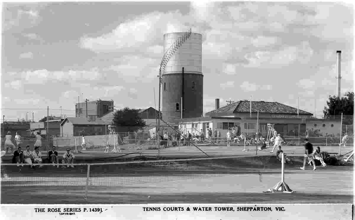 Shepparton. Tennis Courts and Water Tower, between 1920 and 1954