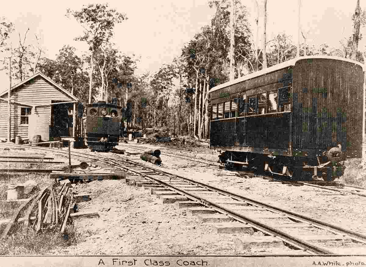 Sunshine Coast. Buderim - First Class Coach on the new tramway, circa 1915