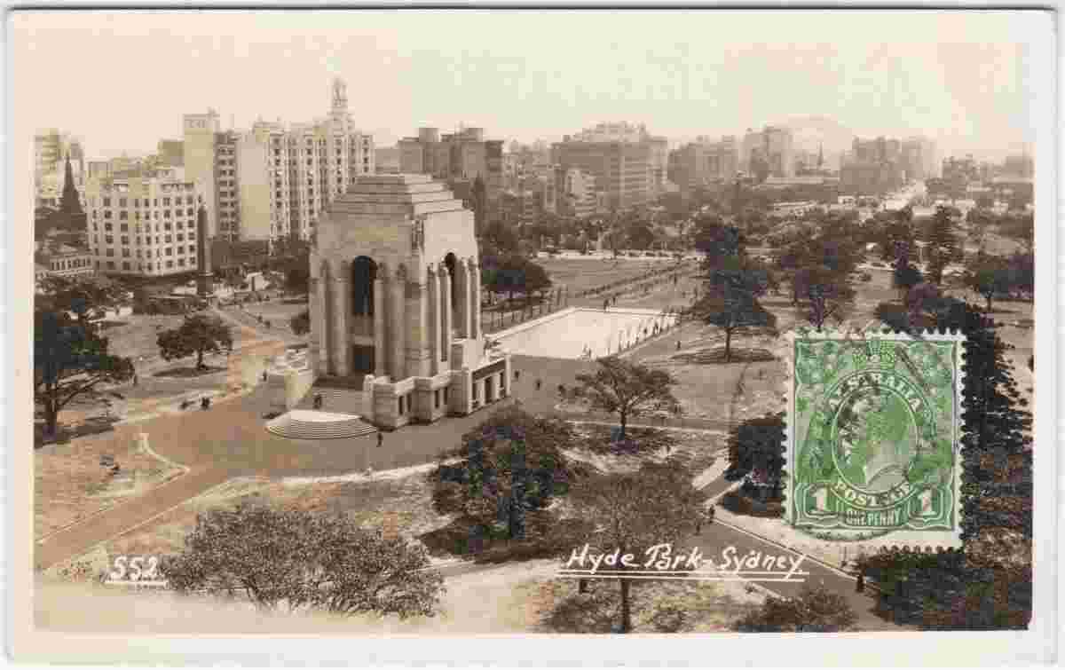 Sydney. Hyde Park, Shrine of Remembrance, 1937