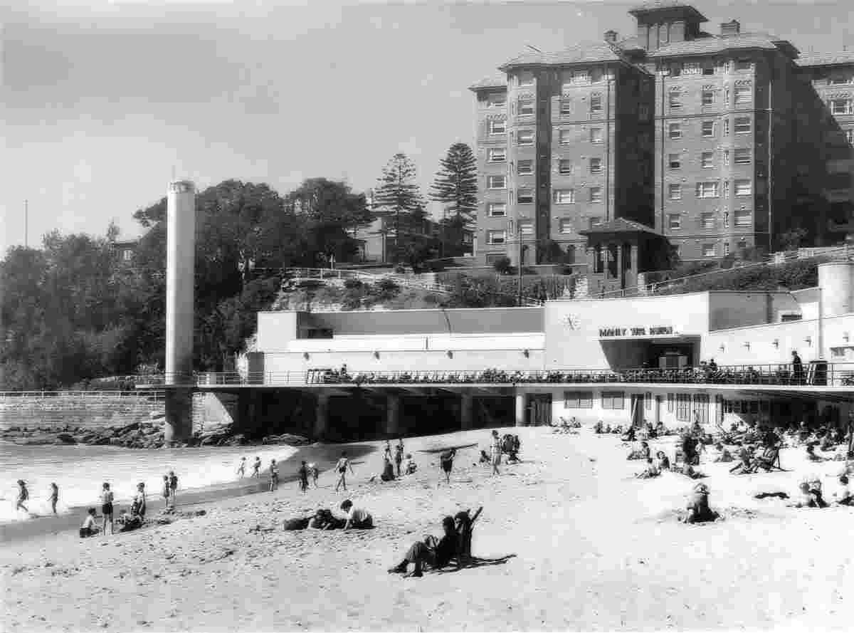 Sydney. 'South Steyne' surf pavilions and promenade, Manly