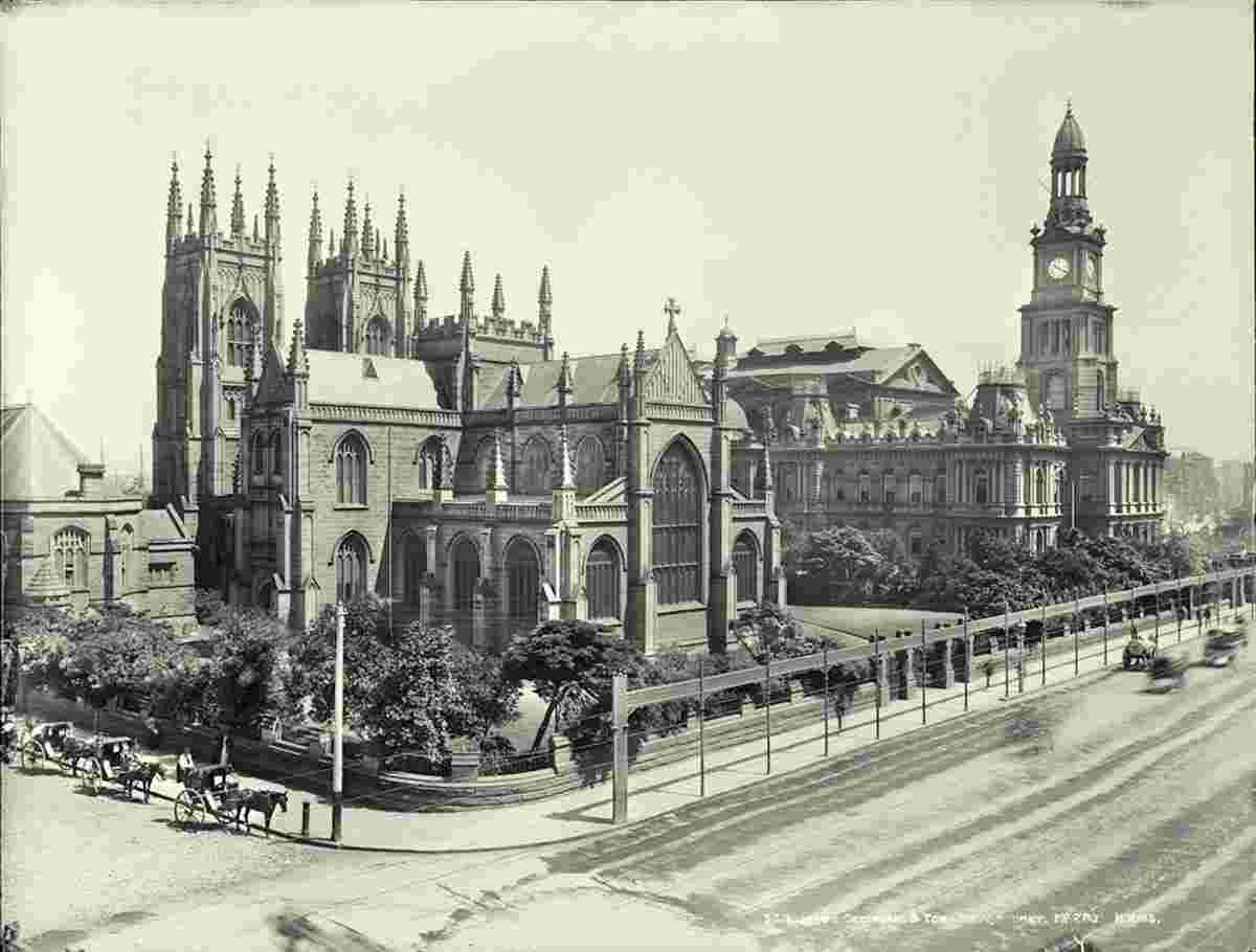 Sydney. St Andrew's Cathedral and Town Hall, 1900