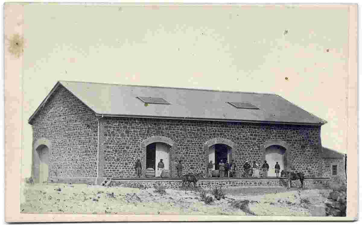 Victor Harbor. Railway goods shed, 1870