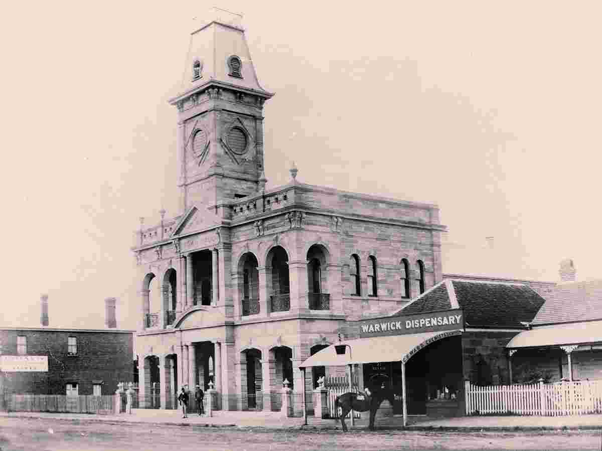 Warwick. Town Hall and adjacent shops, 1890