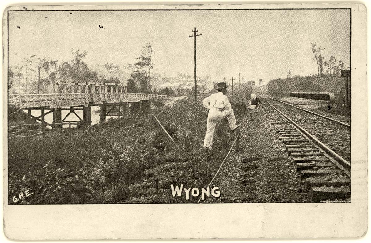 Wyong. View of the train tracks an rail bridge