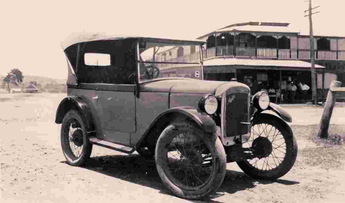 Yeppoon. Austin Seven outside the Railway Hotel, circa 1930