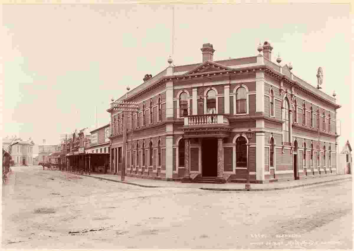 Blenheim. Panorama of city street with buildings, 1904