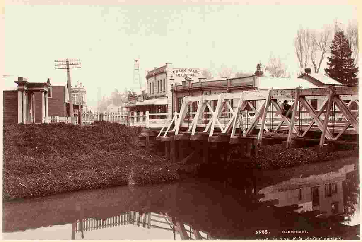 Blenheim. View of city bridge, 1904