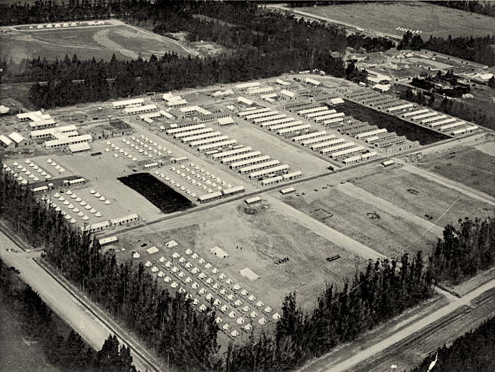 Aerial view of Burnham Military Camp, 1939-1945