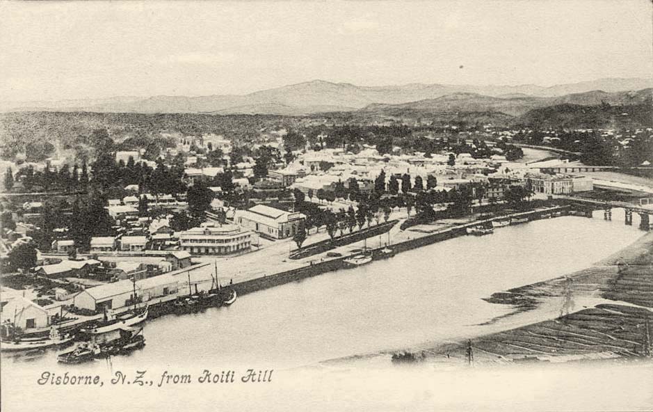 View of Gisborne from Koiti Hill, 1906