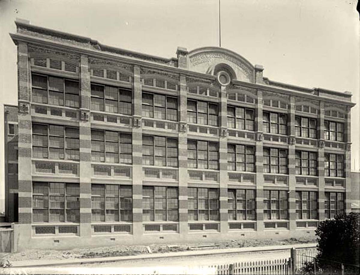 Kaiapoi. Woollen Manufacturing Company Limited building, 1908