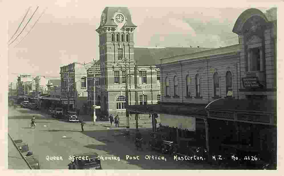 Masterton. Queen Street, showing Post Office