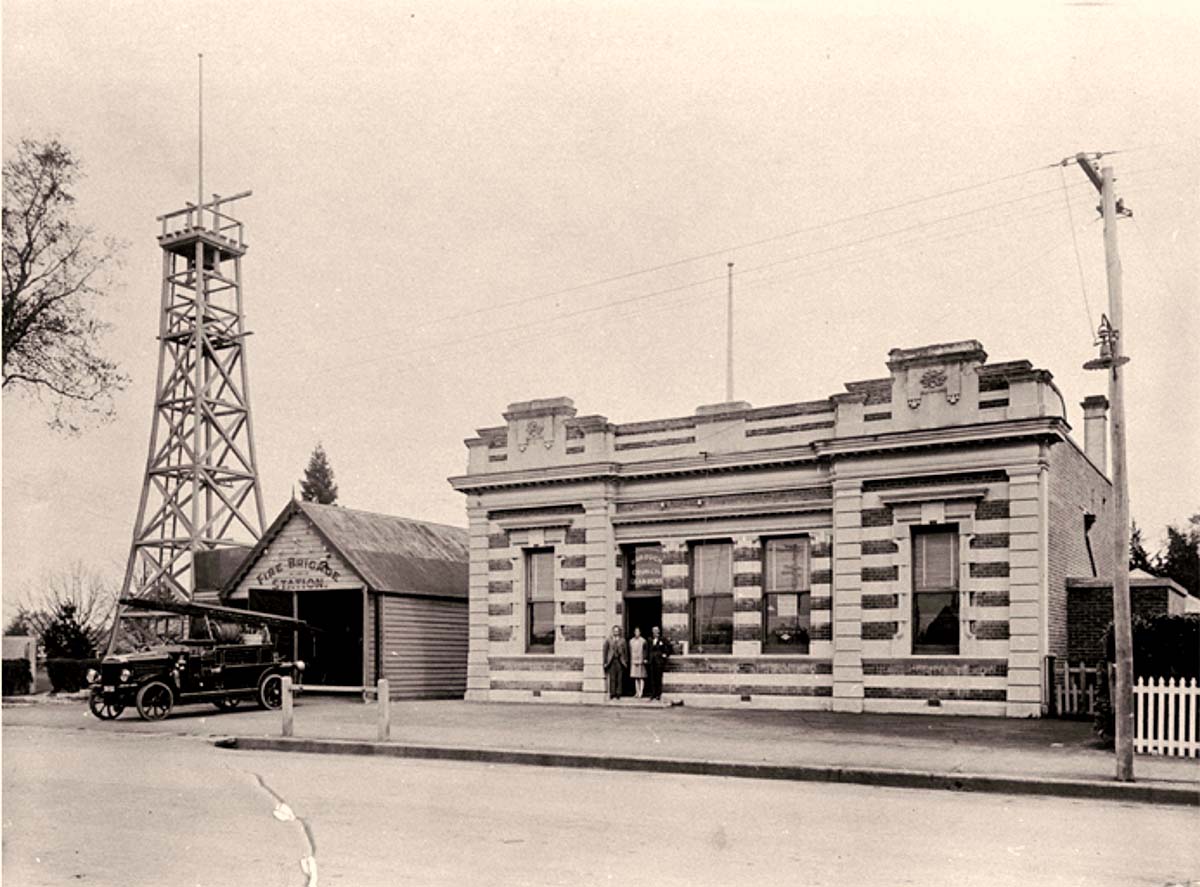 Rangiora. Fire Station, fire brigade was formed in 1874, circa 1900