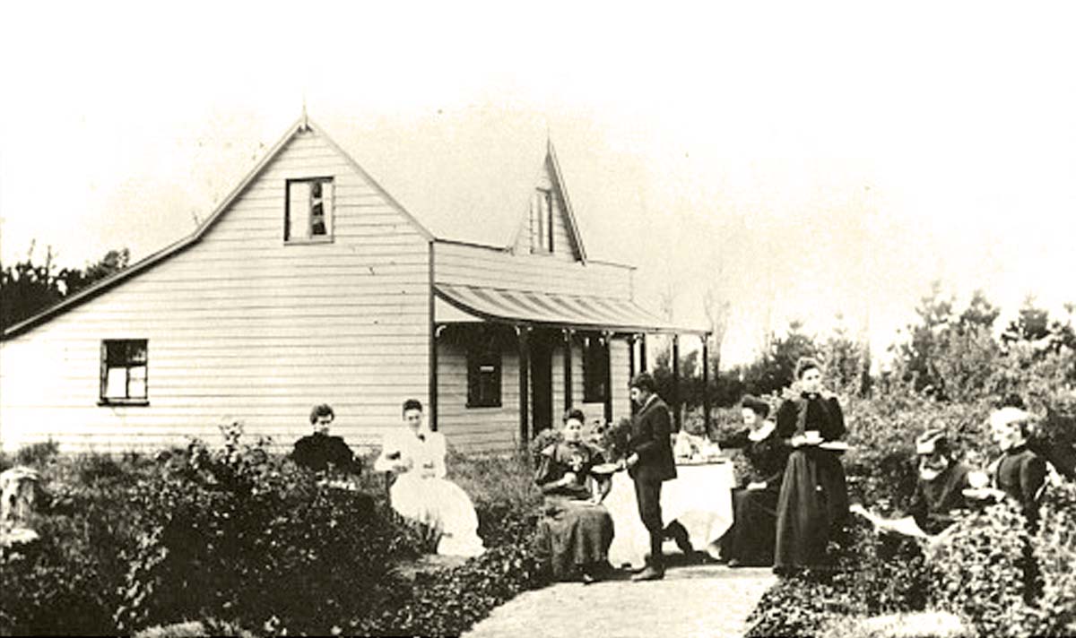 West Melton. Family afternoon tea at John and Catherine Hill's residence, 1895