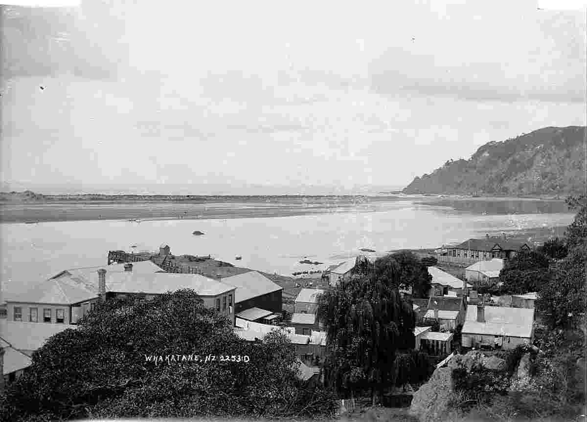 View of Whakatane towards the mouth of the Whakatane River, 1900s