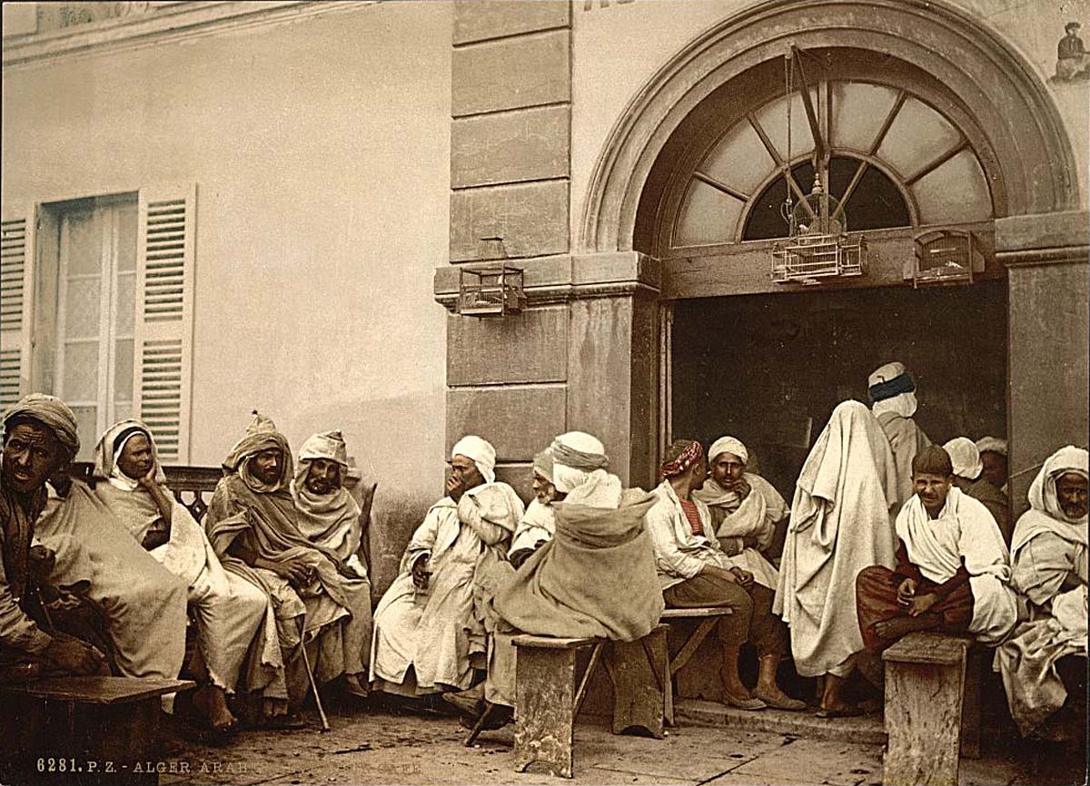 Algiers. Arabs at a cafe, circa 1900