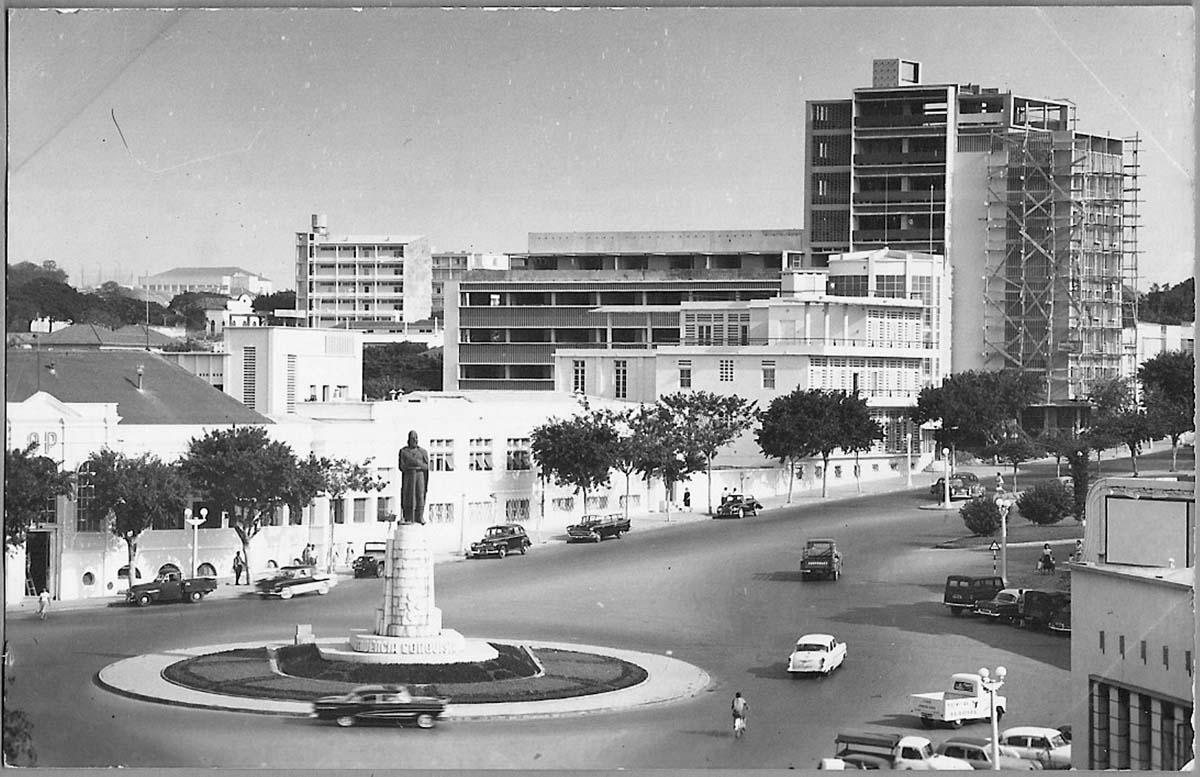 Luanda. Panorama the Street with Statue