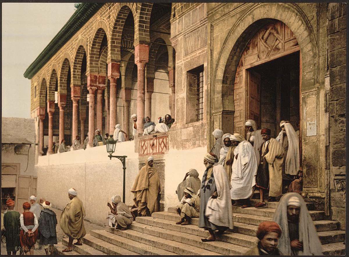 Tunis. Arabs leaving mosque, circa 1890