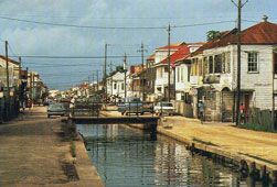 Belize City. Town street and canal