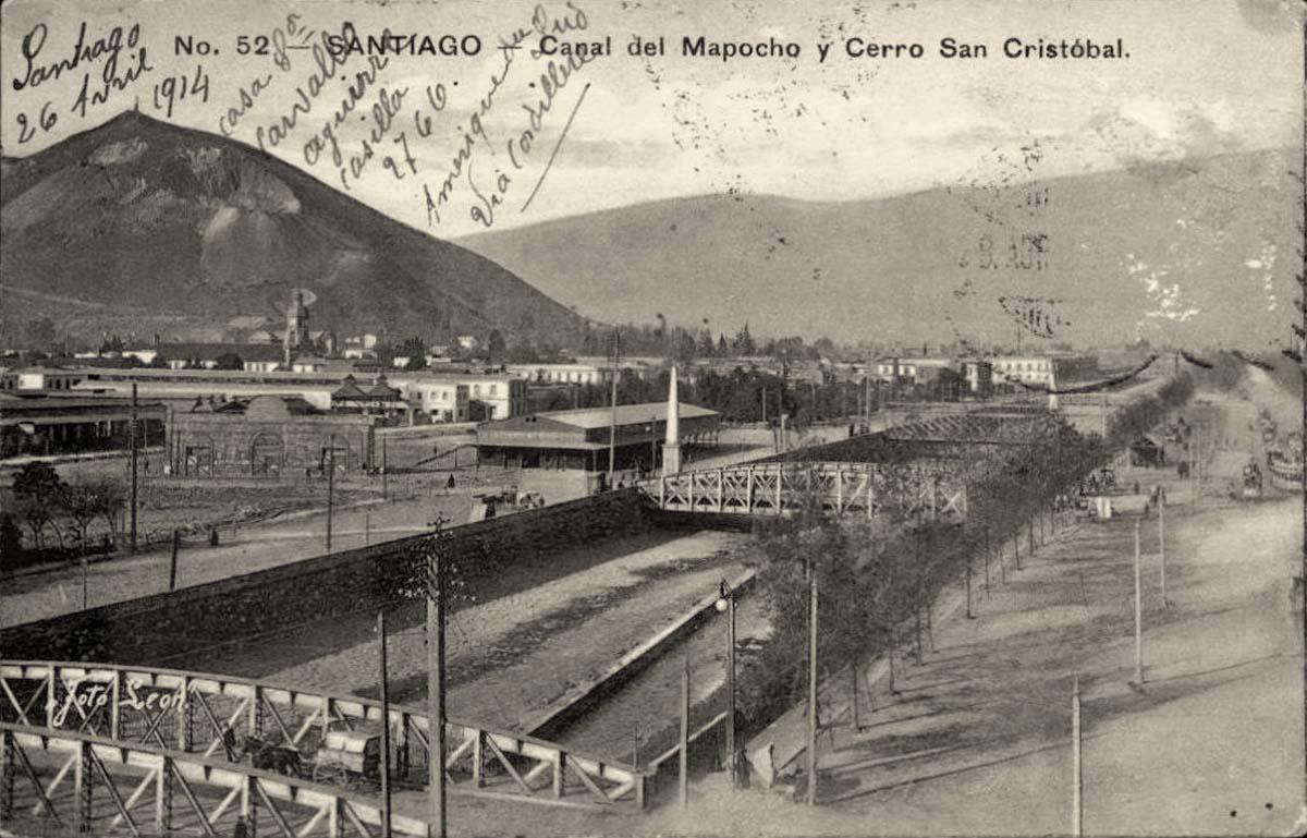 Santiago. Canal del Mapocho and Cerro San Cristobal