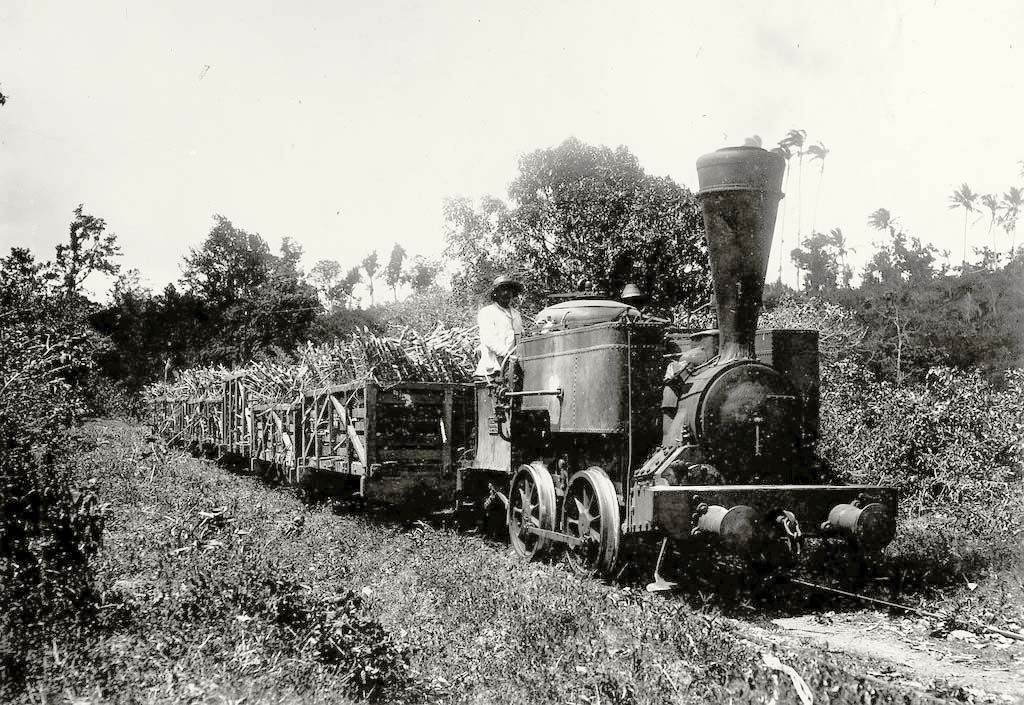 Pointe-à-Pitre. Sugar cane train, 1900